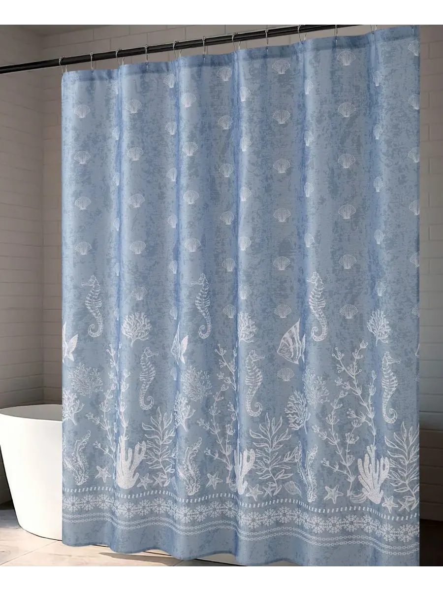 Шторка для ванной из полиэстера с принтом, 178 x 183 см Creative Home Ideas — изображение 2 из 5, синий