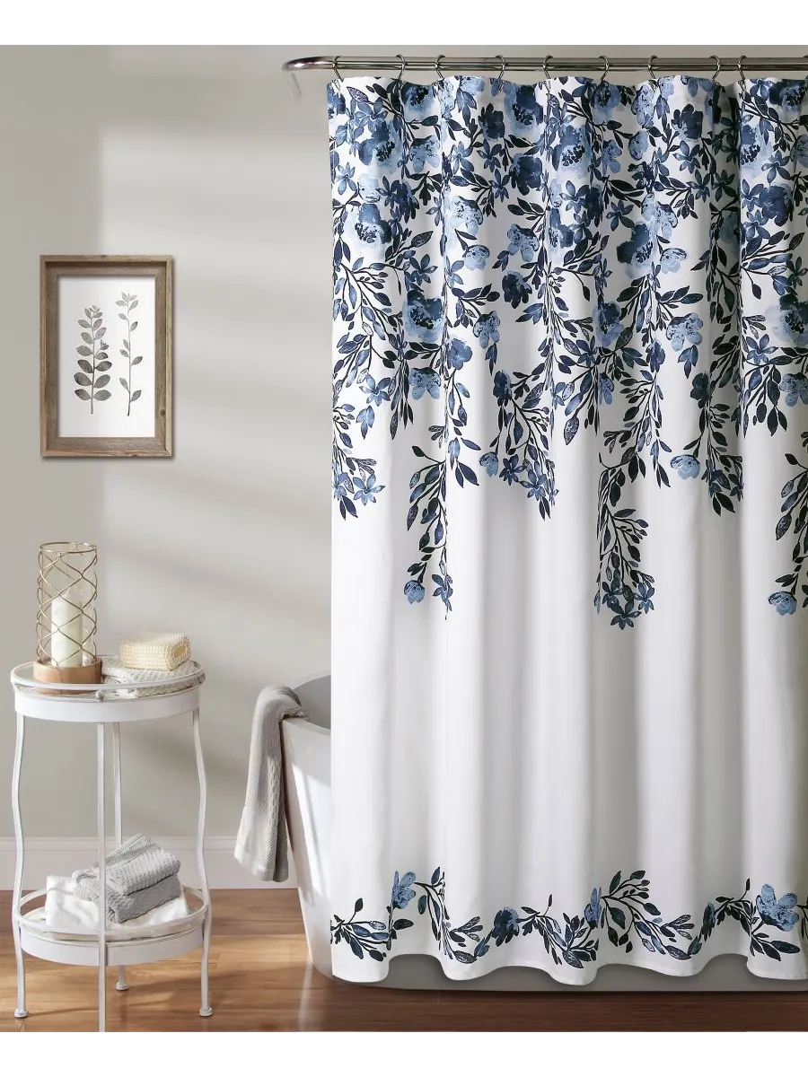 Занавеска для душа Tanisha с цветочным рисунком, 72" x 72" Lush Décor — изображение 1 из 5, темно-синий