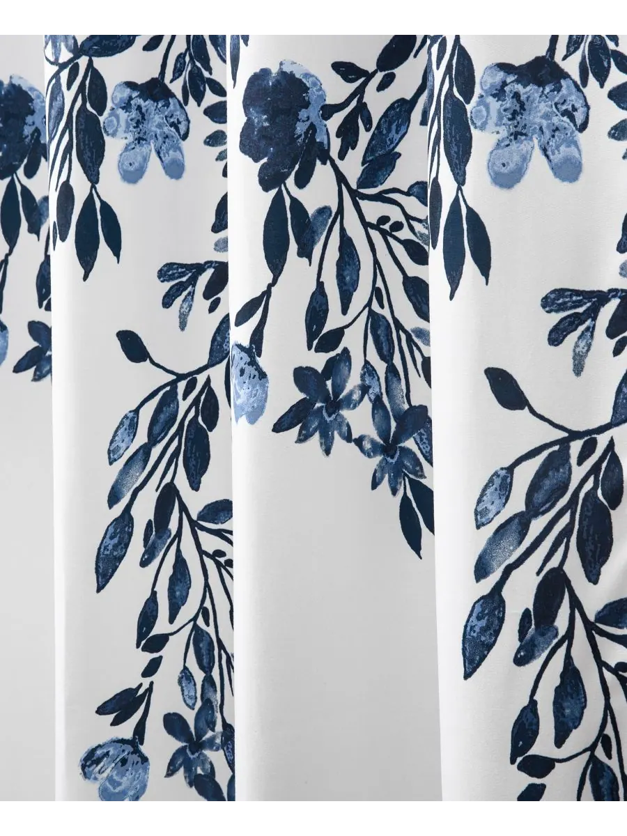 Занавеска для душа Tanisha с цветочным рисунком, 72" x 72" Lush Décor — изображение 4 из 5, темно-синий