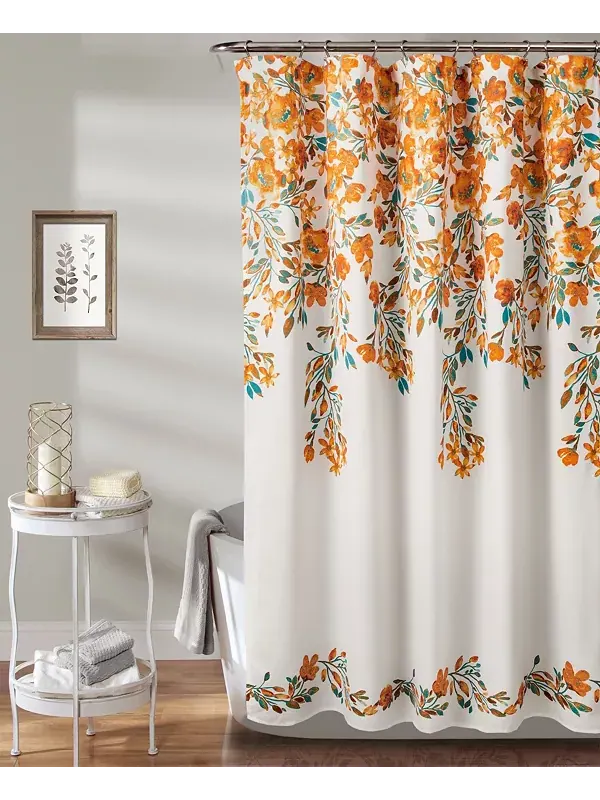 Занавеска для душа Tanisha с цветочным принтом, 72 x 72 дюйма Lush Décor — изображение 1 из 4, мандариновый