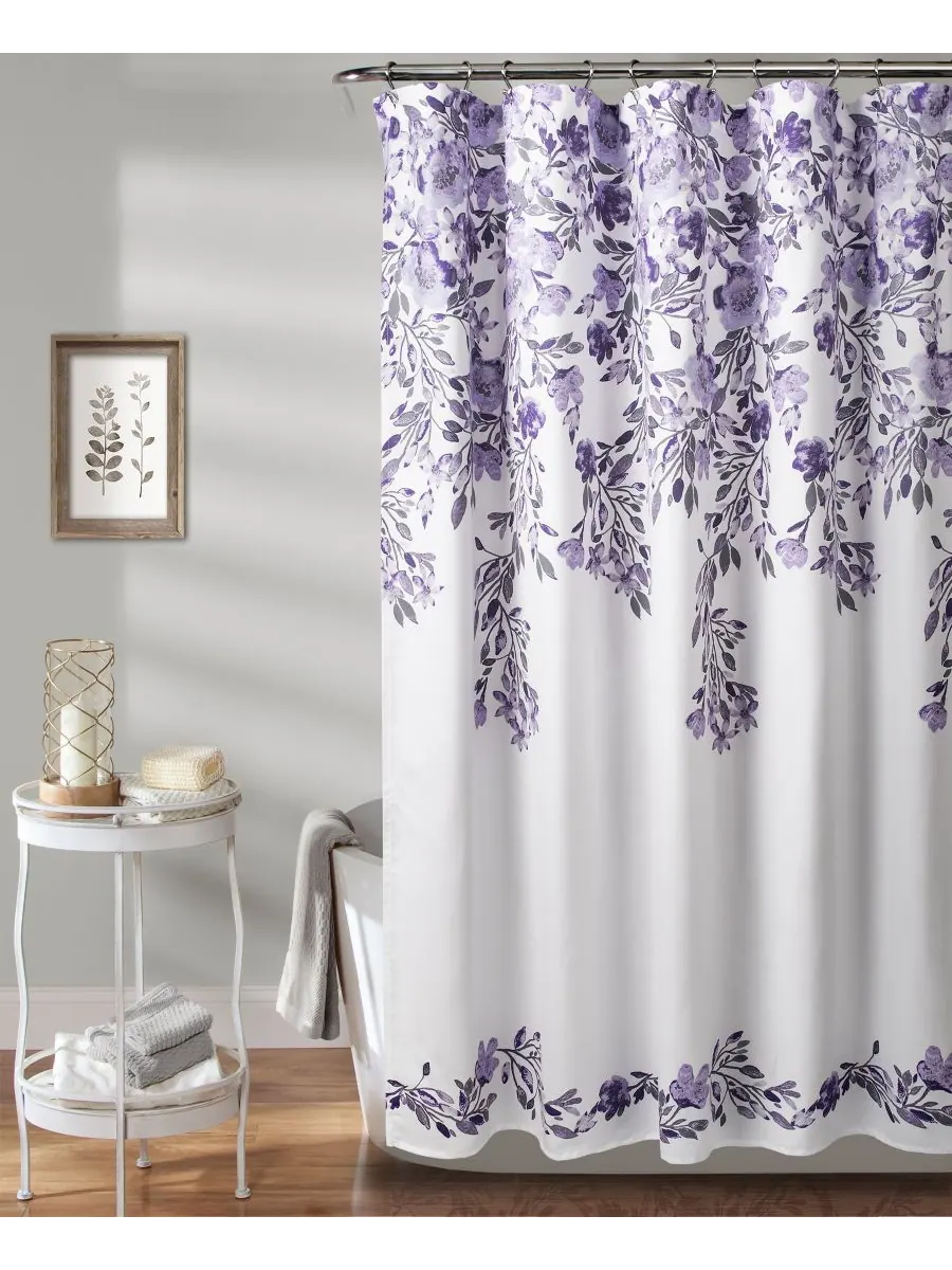 Занавеска для душа Tanisha с цветочным рисунком, 72" x 72" Lush Décor — изображение 1 из 5, фиолетовый