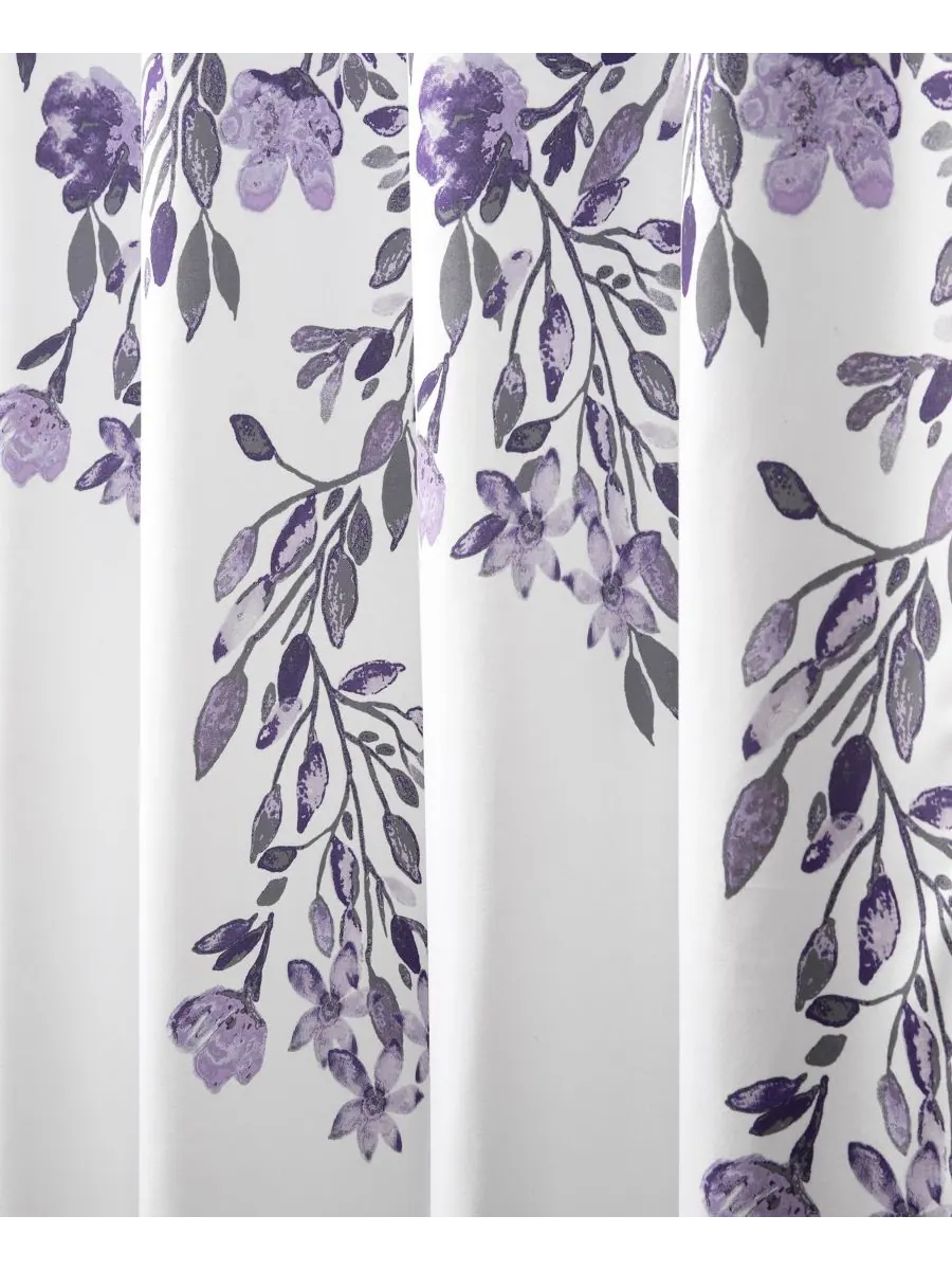 Занавеска для душа Tanisha с цветочным рисунком, 72" x 72" Lush Décor — изображение 4 из 5, фиолетовый