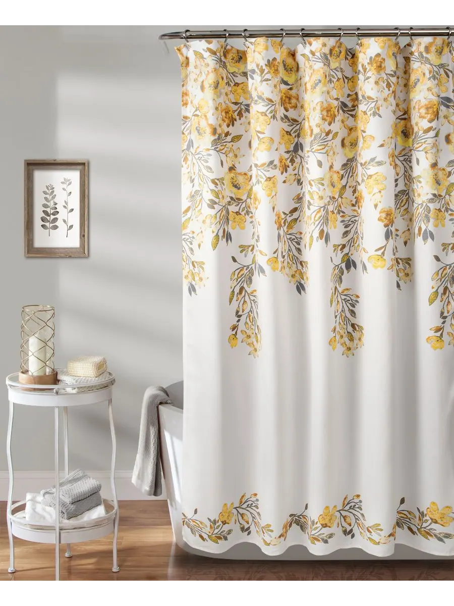 Занавеска для душа Tanisha с цветочным рисунком, 72" x 72" Lush Décor — изображение 1 из 5, желтый