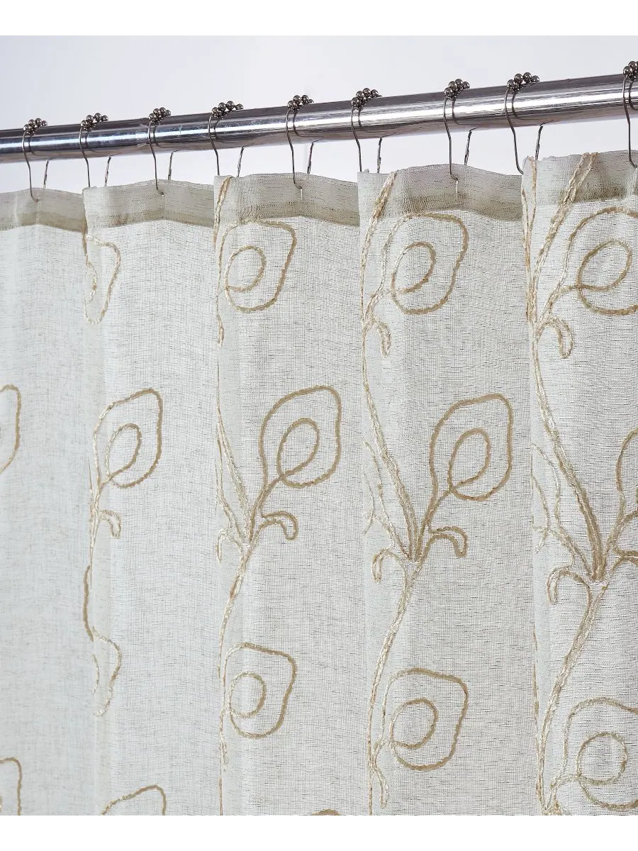 Занавеска для душа Stella Chenille с вышивкой, 70 x 72 дюйма Dainty Home, цвет linen/linen — изображение 2 из 3
