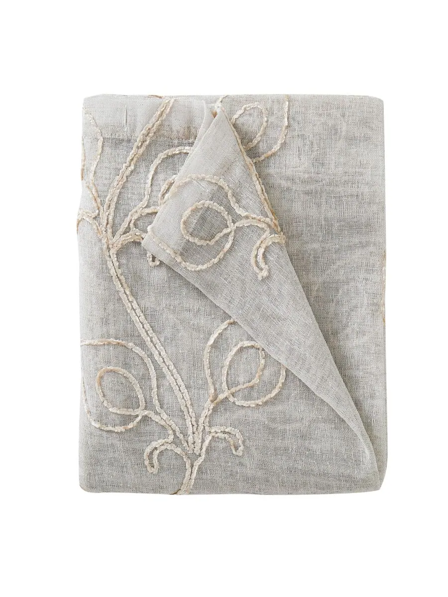Занавеска для душа Stella Chenille с вышивкой, 70 x 72 дюйма Dainty Home, цвет linen/linen — изображение 3 из 3
