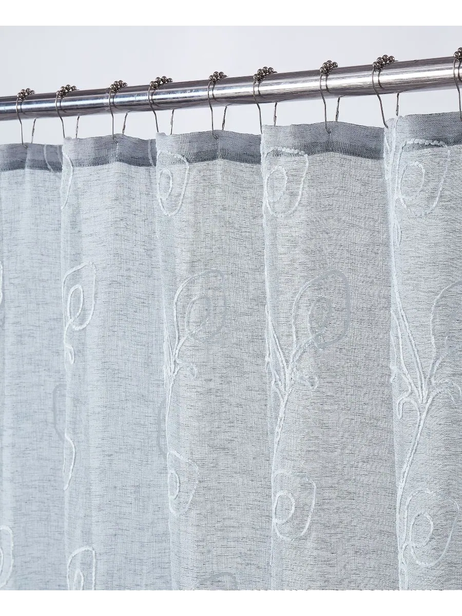 Занавеска для душа Stella Chenille с вышивкой, 70 x 72 дюйма Dainty Home — изображение 2 из 3, серебристый/белый