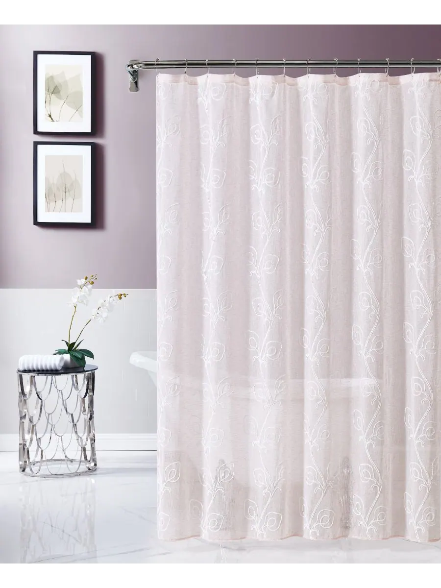 Занавеска для душа Stella Chenille с вышивкой, 70 x 72 дюйма Dainty Home — белый