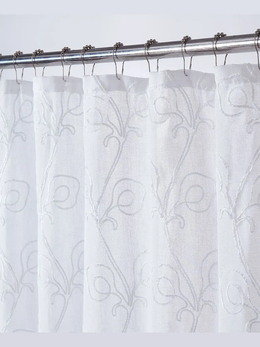 Занавеска для душа Stella Chenille с вышивкой, 70 x 72 дюйма Dainty Home — изображение 2 из 3, белый/белый