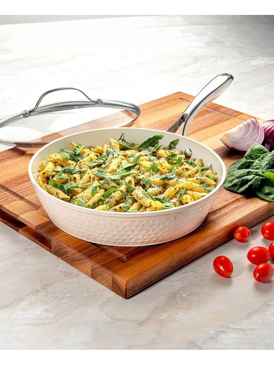 Сковорода Gotham Steel Hammered Ceramic Nonstick, 25.4 см — изображение 2 из 8, бежевый