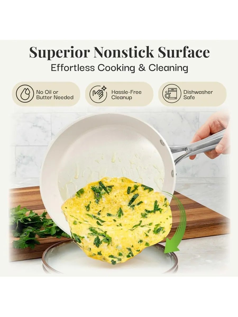Сковорода Gotham Steel Hammered Ceramic Nonstick, 25.4 см — изображение 7 из 8, бежевый