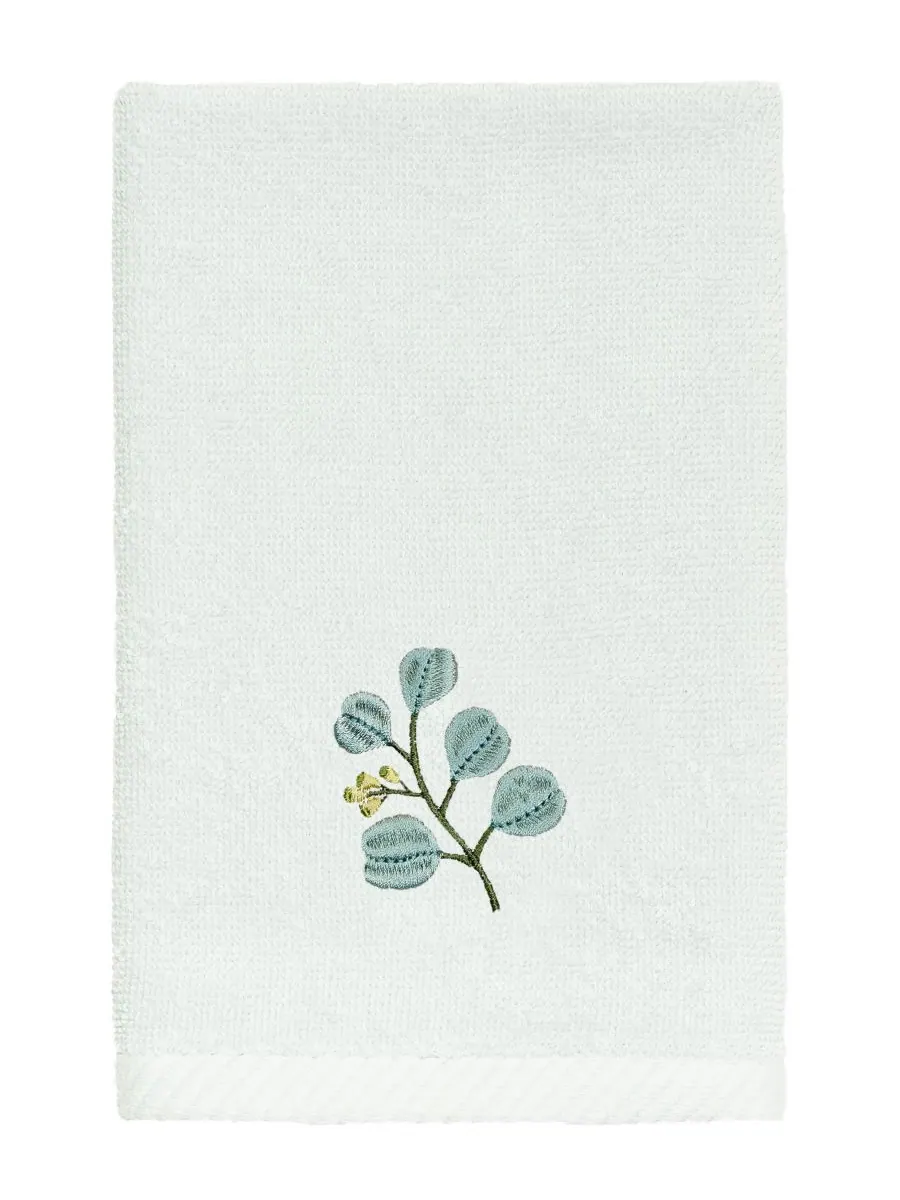 Набор из двух полотенец для рук из турецкого хлопка с вышивкой Botanica Linum Home, Aqua, Fingertip — изображение 2 из 4