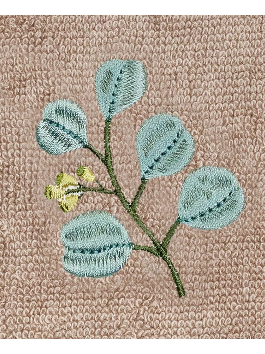 Набор из двух полотенец для рук из турецкого хлопка с вышивкой Botanica Linum Home — изображение 3 из 3, какао