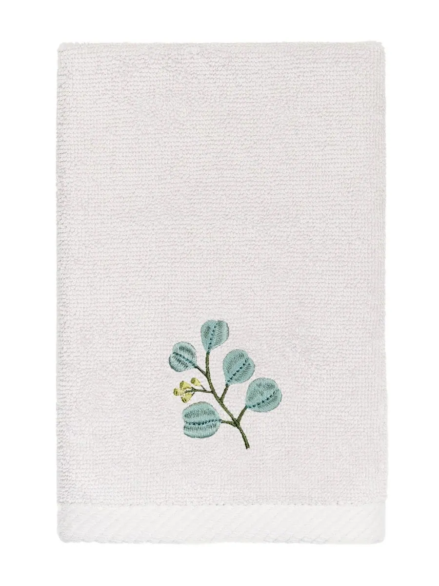Набор из двух полотенец для рук из турецкого хлопка с вышивкой Botanica Linum Home — изображение 2 из 3, серебряный