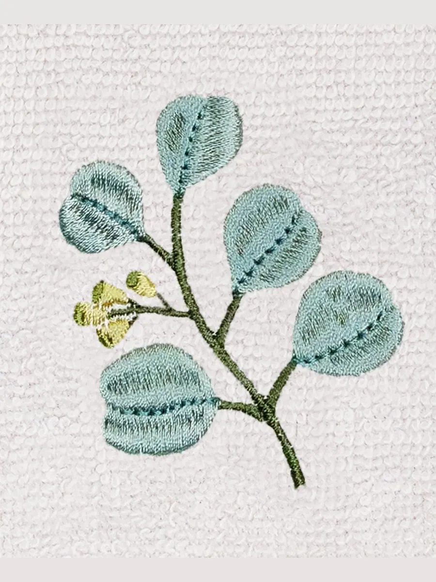 Набор из двух полотенец для рук из турецкого хлопка с вышивкой Botanica Linum Home — изображение 3 из 3, серебряный