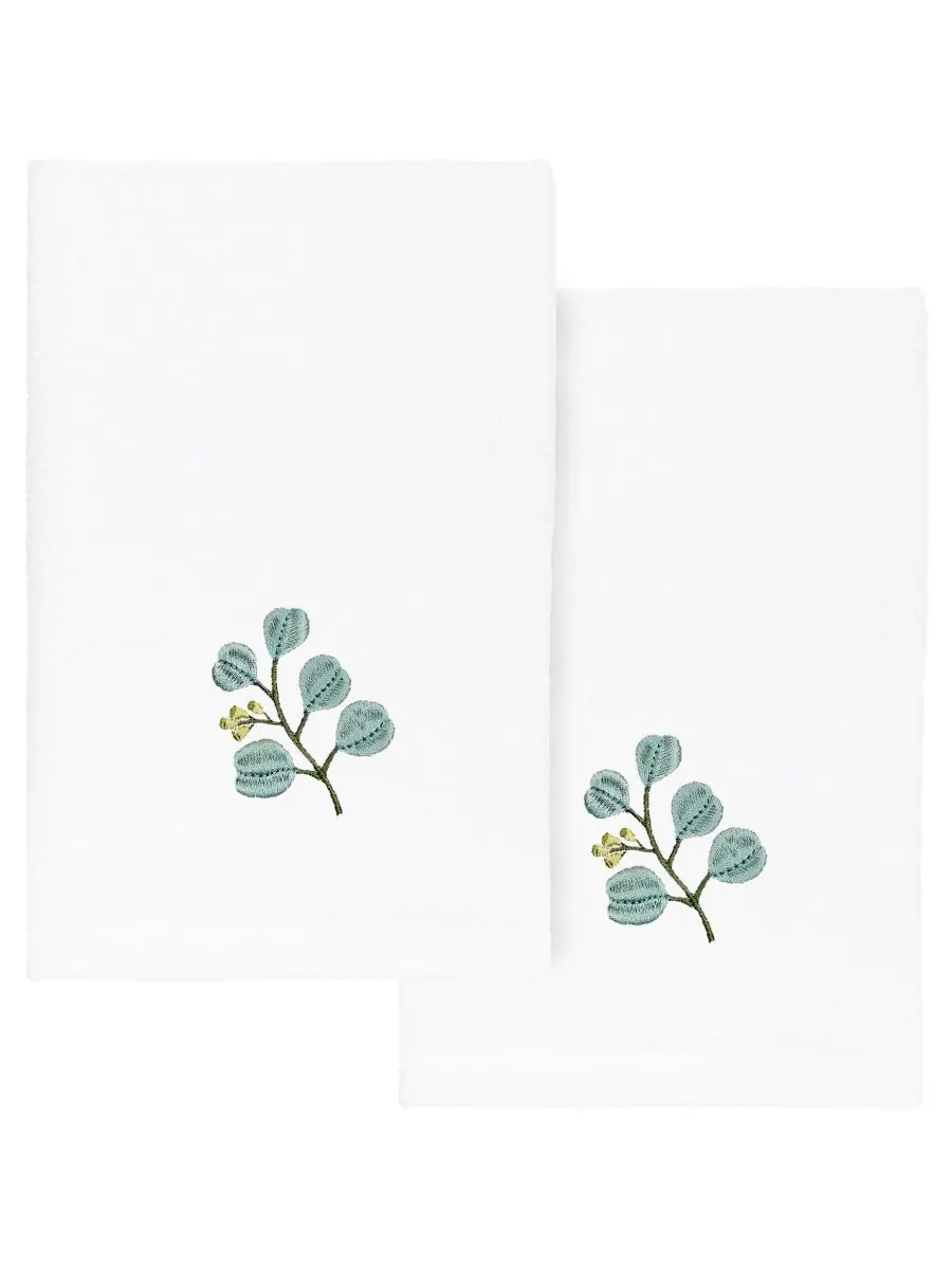 Набор из двух полотенец для рук из турецкого хлопка с вышивкой Botanica Linum Home — изображение 1 из 3, белый