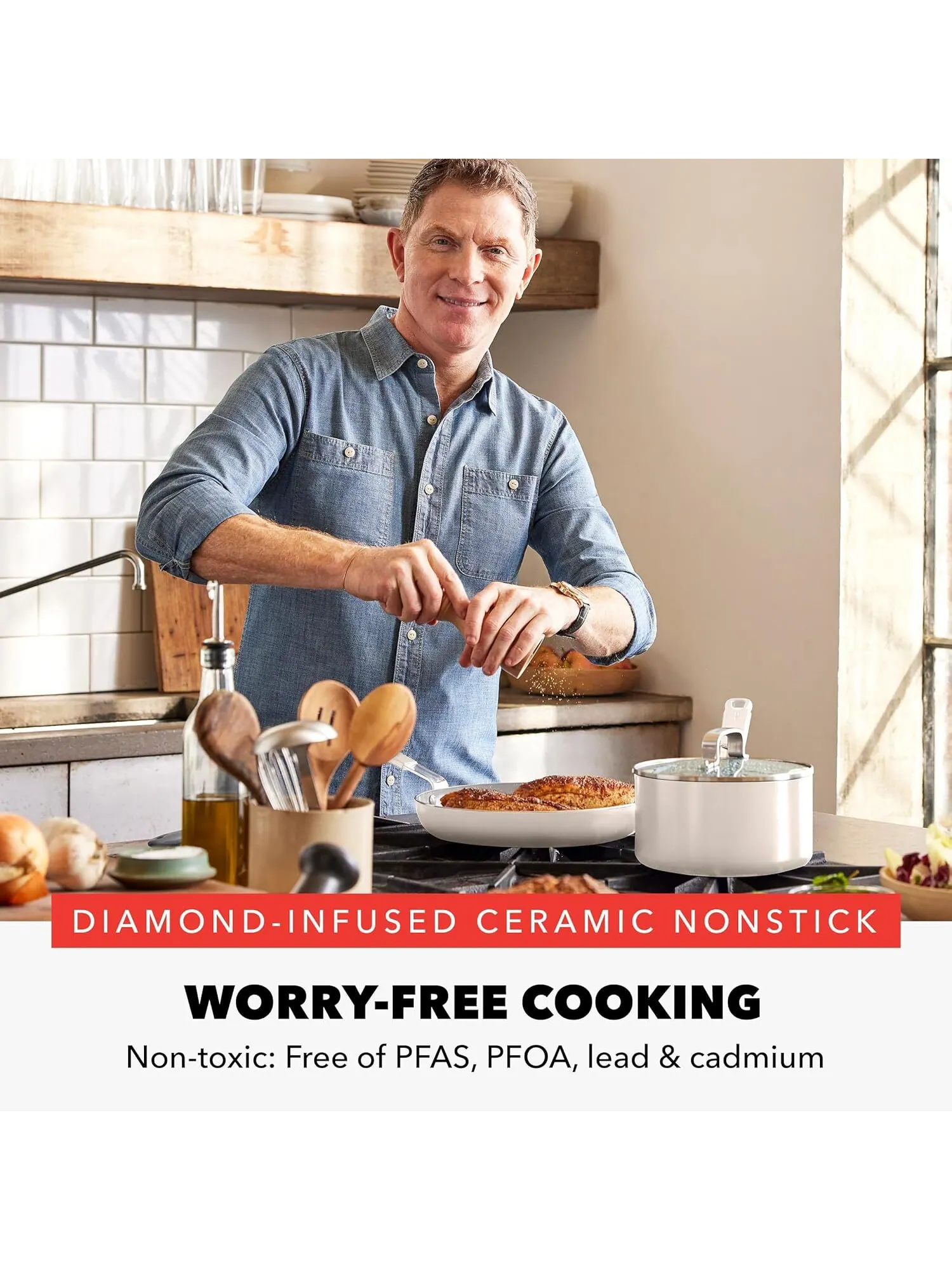 Набор посуды GreenPan x Bobby Flay, 13 предметов — изображение 2 из 11, бежевый