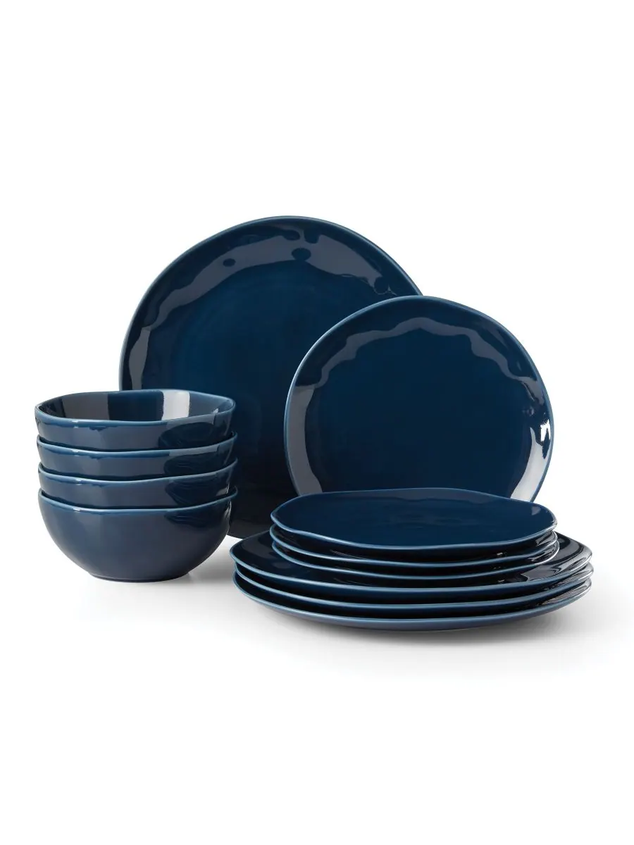 Набор посуды Bay Colors Solid из 12 предметов, на 4 персоны Lenox — изображение 1 из 3, синий