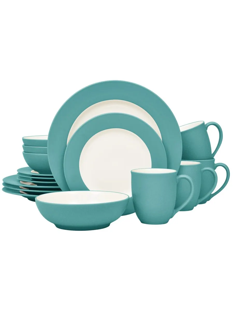 Набор посуды Colorwave Rim из 16 предметов, на 4 персоны Noritake — изображение 1 из 10, бирюзовый