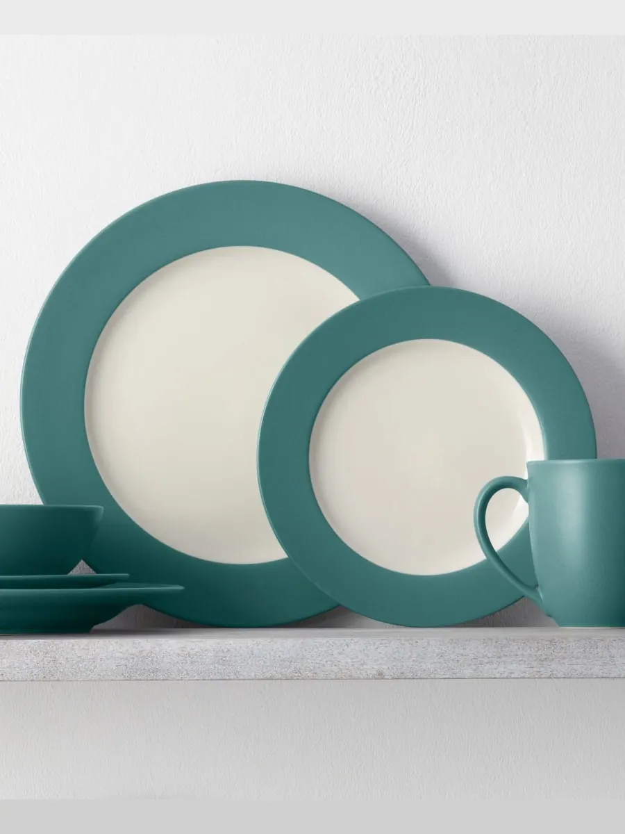 Набор посуды Colorwave Rim из 16 предметов, на 4 персоны Noritake — изображение 3 из 10, бирюзовый