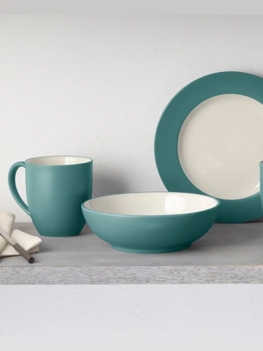 Набор посуды Colorwave Rim из 16 предметов, на 4 персоны Noritake — изображение 6 из 10, бирюзовый