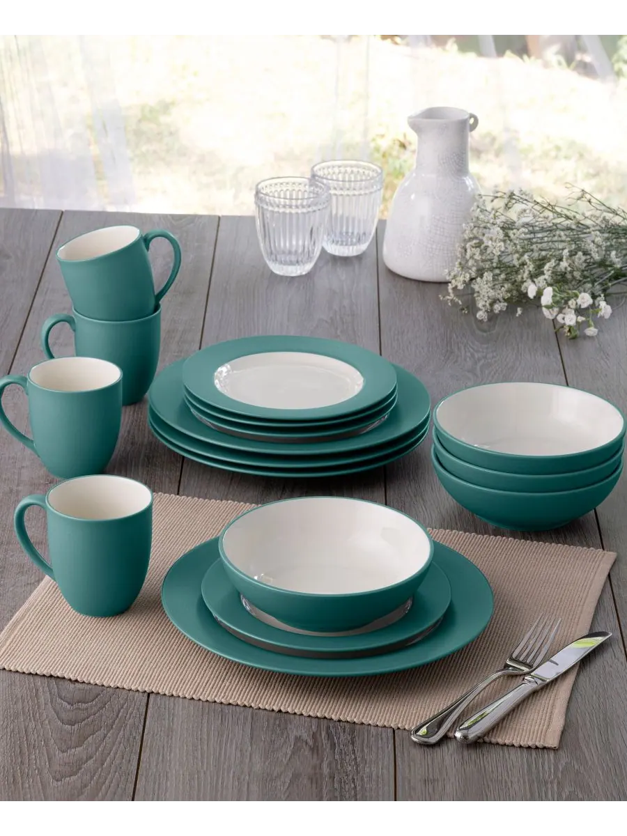Набор посуды Colorwave Rim из 16 предметов, на 4 персоны Noritake — изображение 7 из 10, бирюзовый