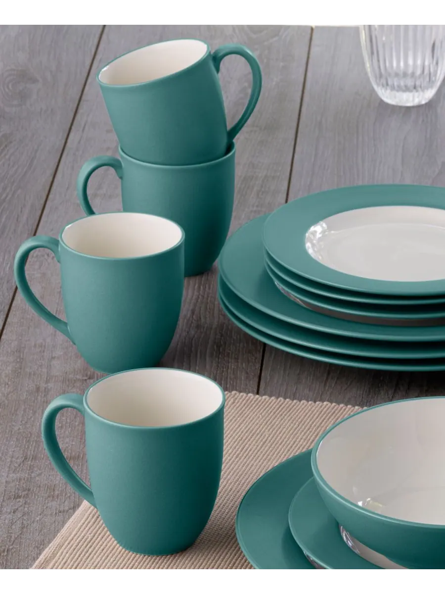 Набор посуды Colorwave Rim из 16 предметов, на 4 персоны Noritake — изображение 9 из 10, бирюзовый
