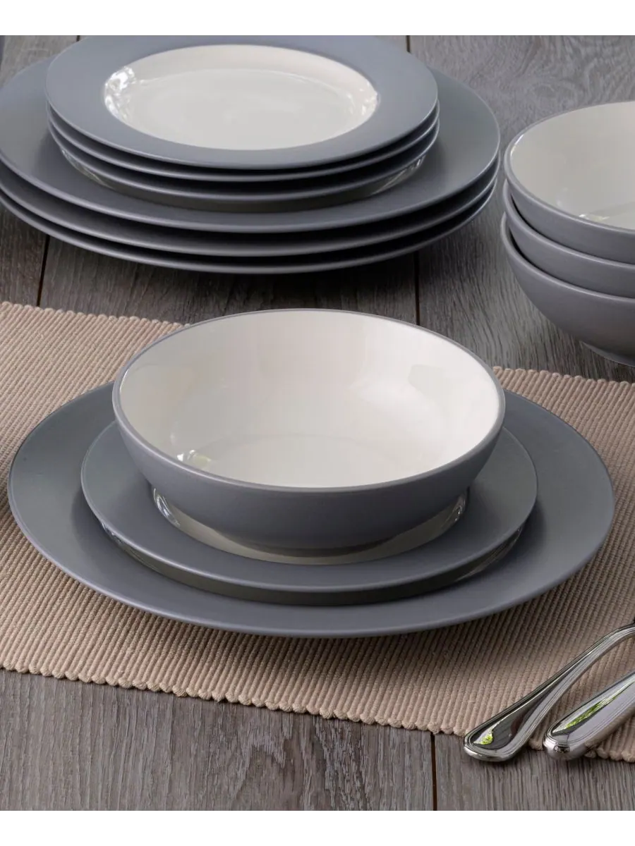 Набор посуды Colorwave Rim из 16 предметов, на 4 персоны Noritake — изображение 8 из 10, серый