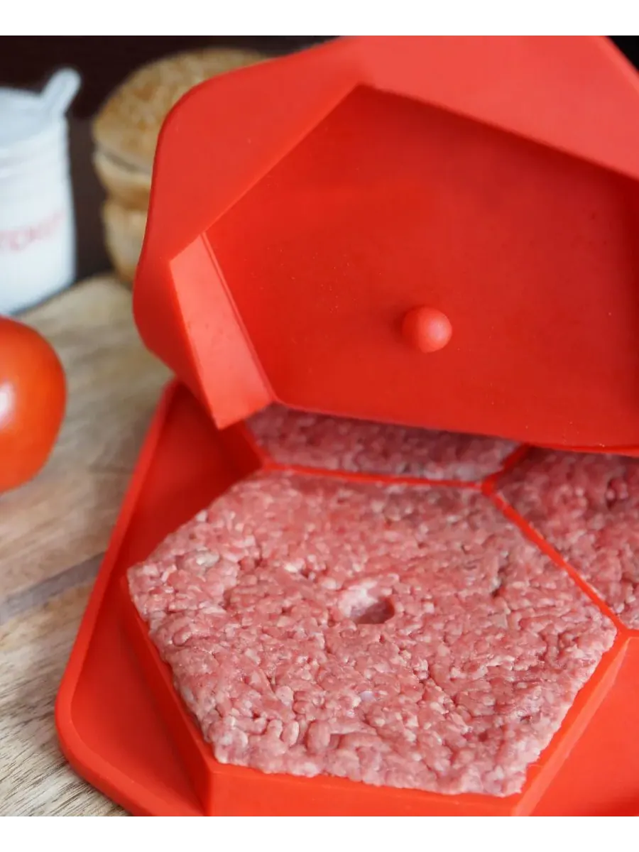Burger Master Max 4 в 1: пресс для бургеров и контейнер для заморозки Shape+Store — изображение 1 из 1, красный