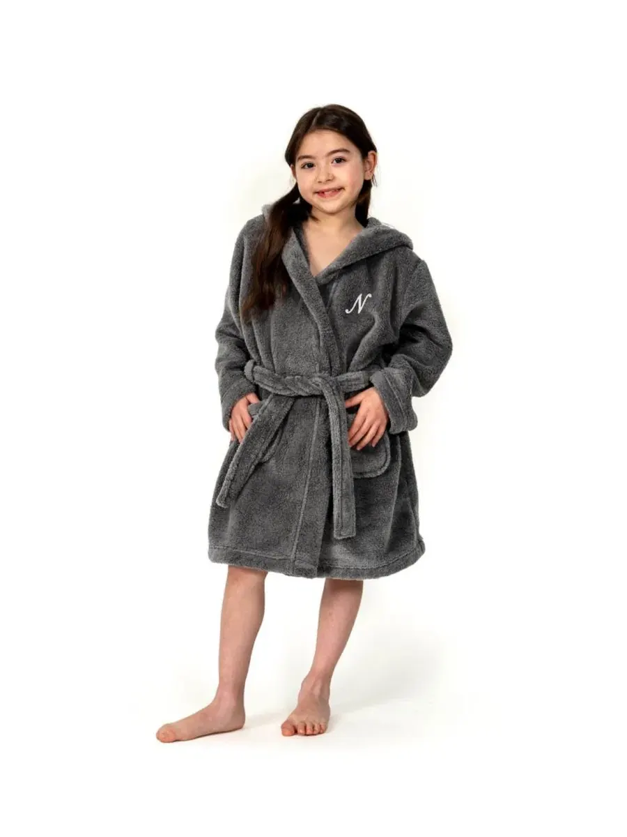Детский халат из плюша с капюшоном, Personalized Kids Super Plush Hooded Bathrobe Linum Home — изображение 3 из 4