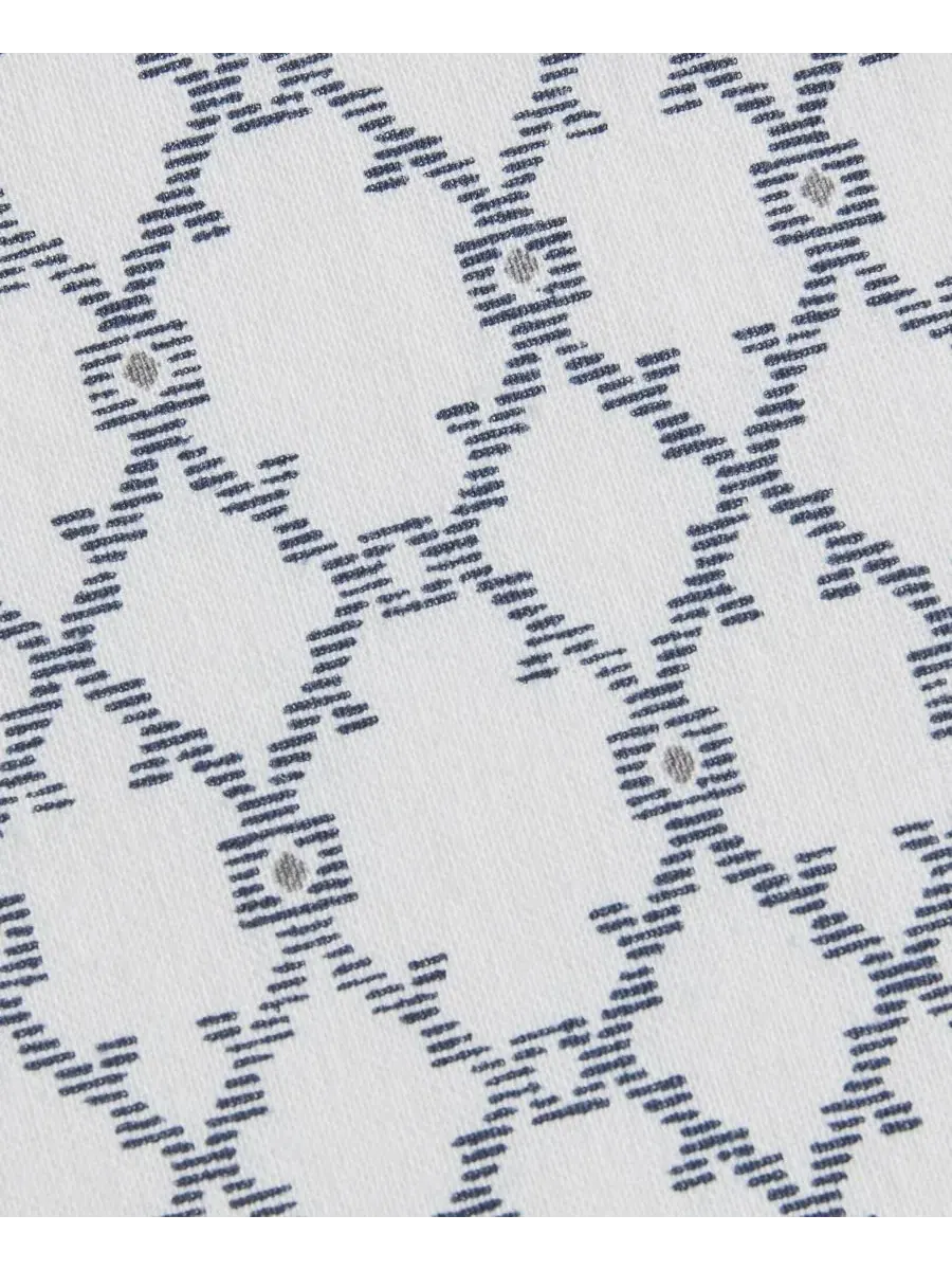Шторка для ванной с принтом и каймой из шенилла Imani Stripe Chenille INK+IVY — изображение 8 из 10, белый темно-синий