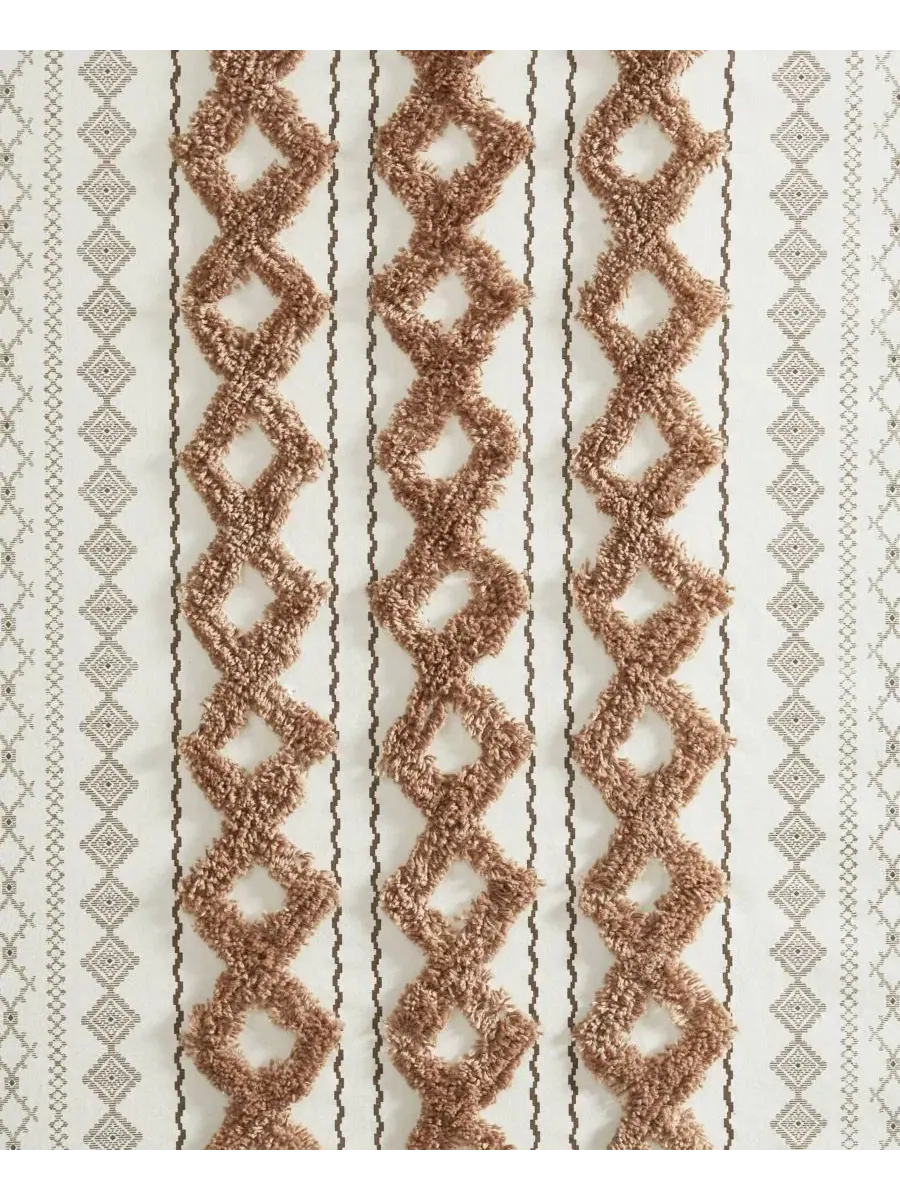 Шторка для ванной с принтом и шенилловой полосой, 183×213 см, Imani Stripe Chenille INK+IVY — изображение 7 из 9, розовый
