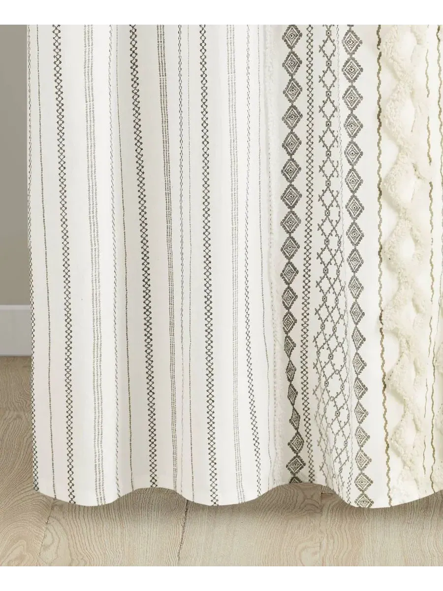 Штора для ванной из хлопка с принтом, 183 x 213 см, с отделкой из шенилла, Imani Stripe Chenille — изображение 10 из 10