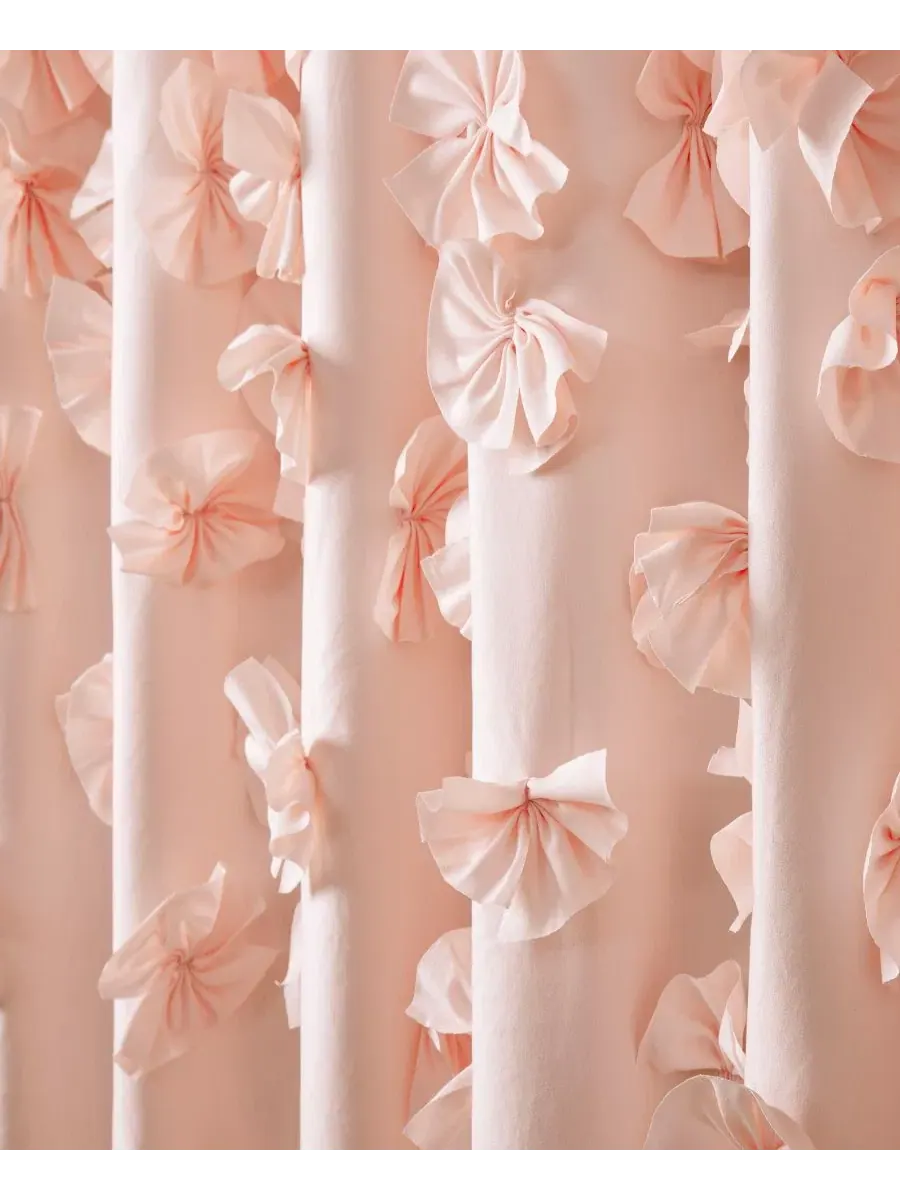 Шторка для ванной с кисточками 183x183 см Lush Décor — изображение 2 из 13, пудровый розовый
