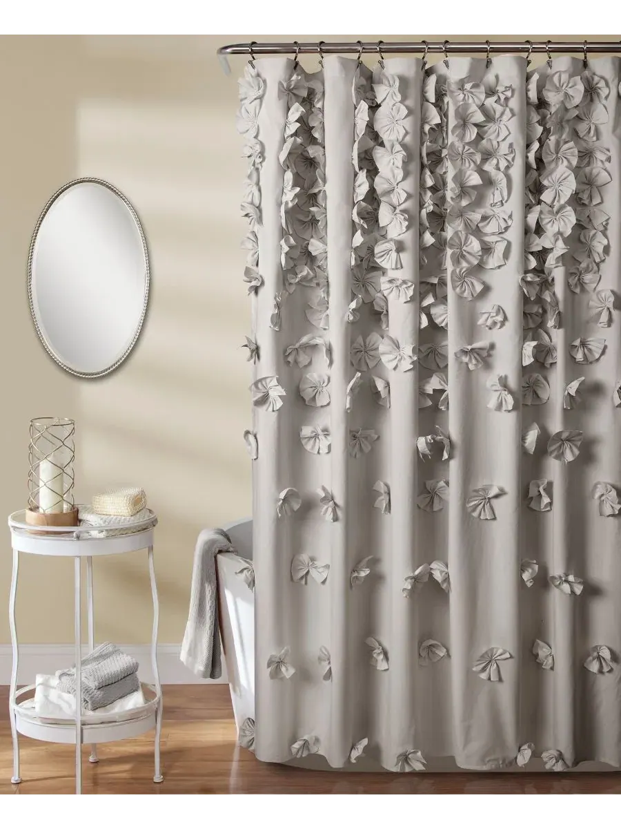 Шторка для душа с оборками, 183 x 183 см, полиэстер Lush Décor — изображение 9 из 12, белый