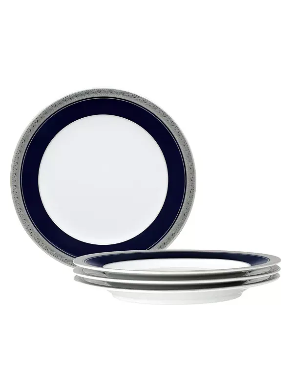 Набор из 4 салатных тарелок Crestwood Cobalt Platinum, на 4 персоны Noritake — изображение 1 из 4, синий