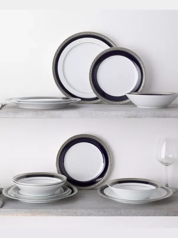 Набор из 4 салатных тарелок Crestwood Cobalt Platinum, на 4 персоны Noritake — изображение 3 из 4, синий