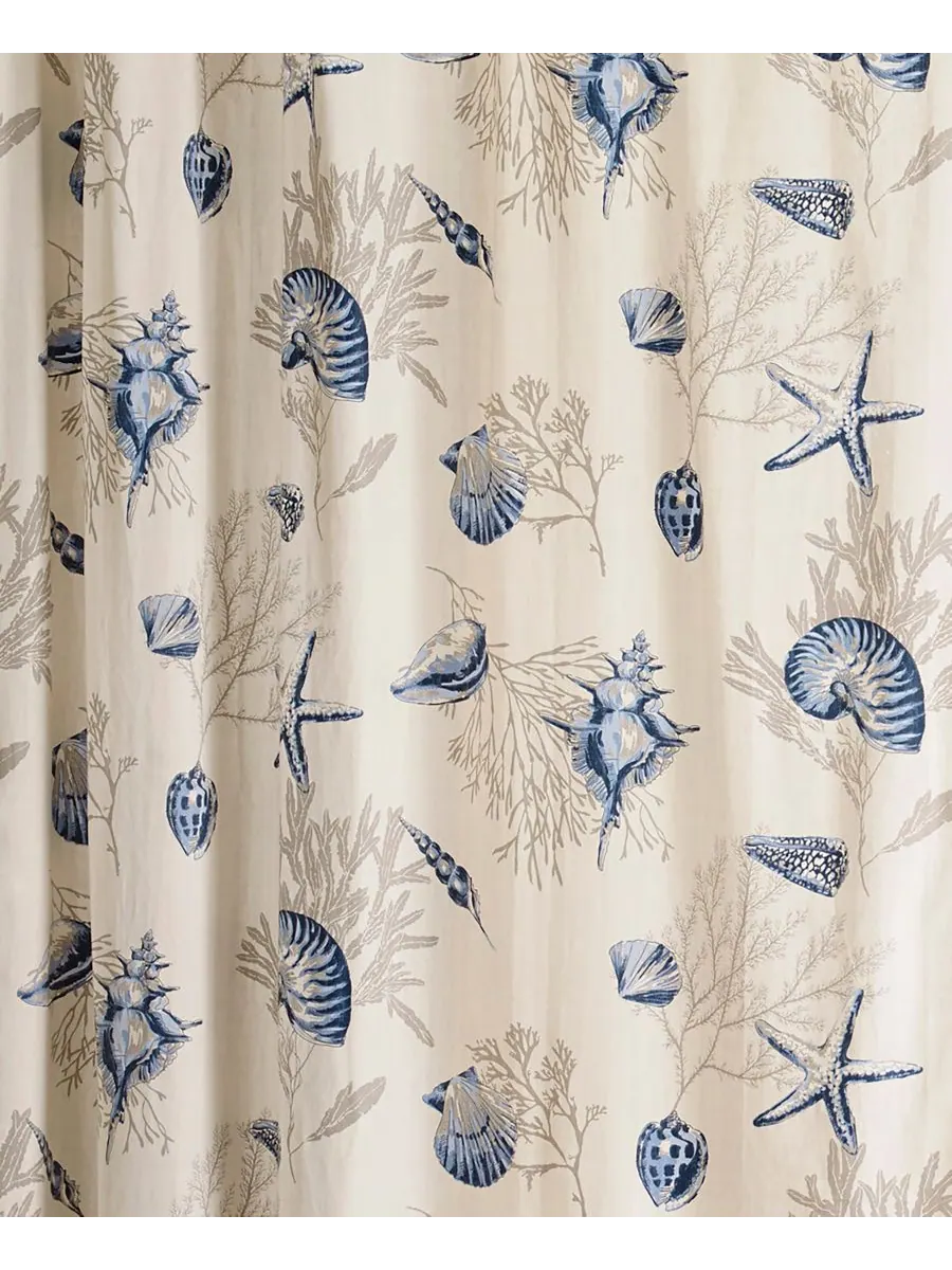 Занавеска для душа Bayside Seashell, 72" x 72" Madison Park — изображение 2 из 2, синий