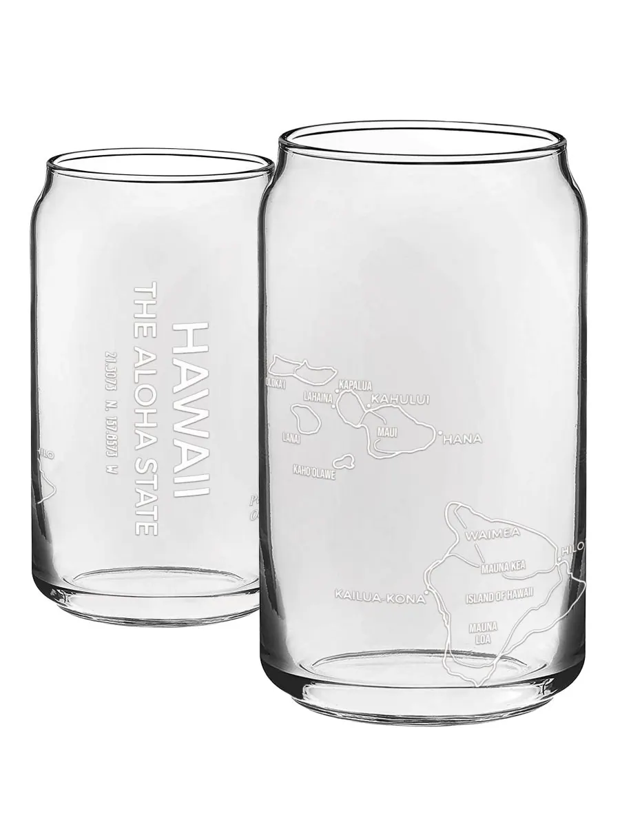 Набор из 2 бокалов стеклянной посуды Can Hawaii Map Everyday Glassware NARBO — белый