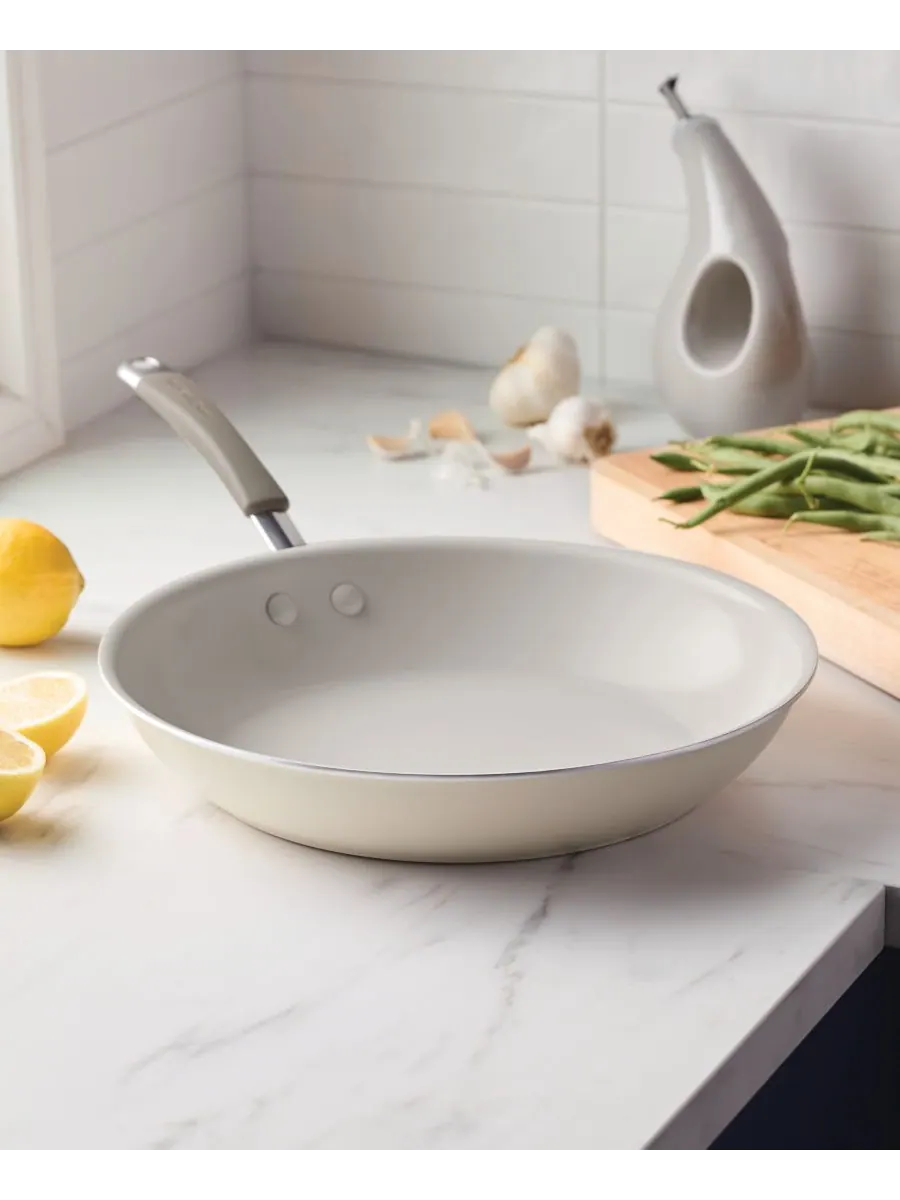 Керамическая антипригарная сковорода Cucina, диаметр 12,5 дюймов Rachael Ray — изображение 6 из 6, миндальный