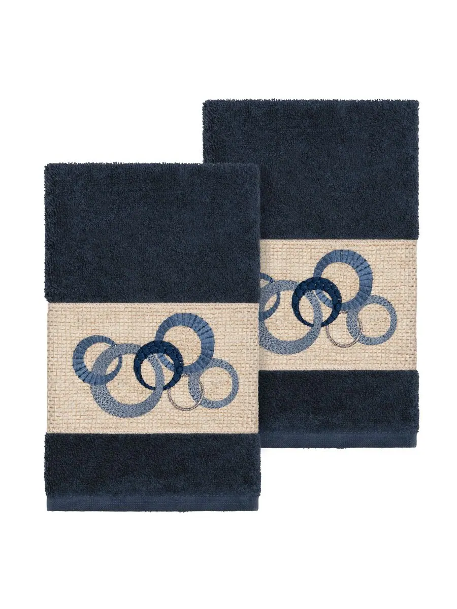 Набор из 2 декоративных полотенец для рук Annabelle Linum Home, Navy, 2 Piece Hand Towel Set — изображение 1 из 2