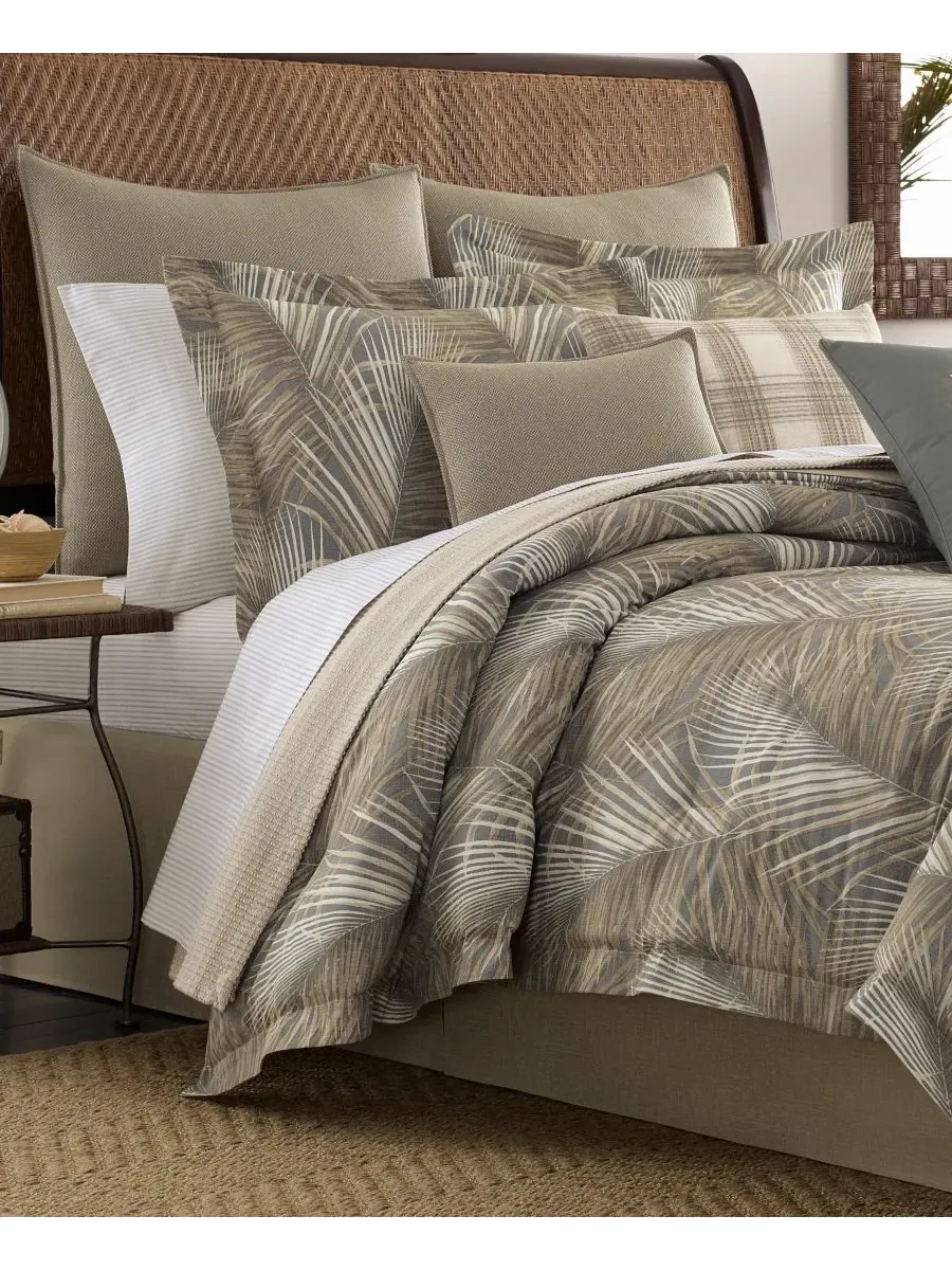 Двустороннее одеяло Raffia Palms, размер Queen Tommy Bahama Home — изображение 3 из 6, коричневый
