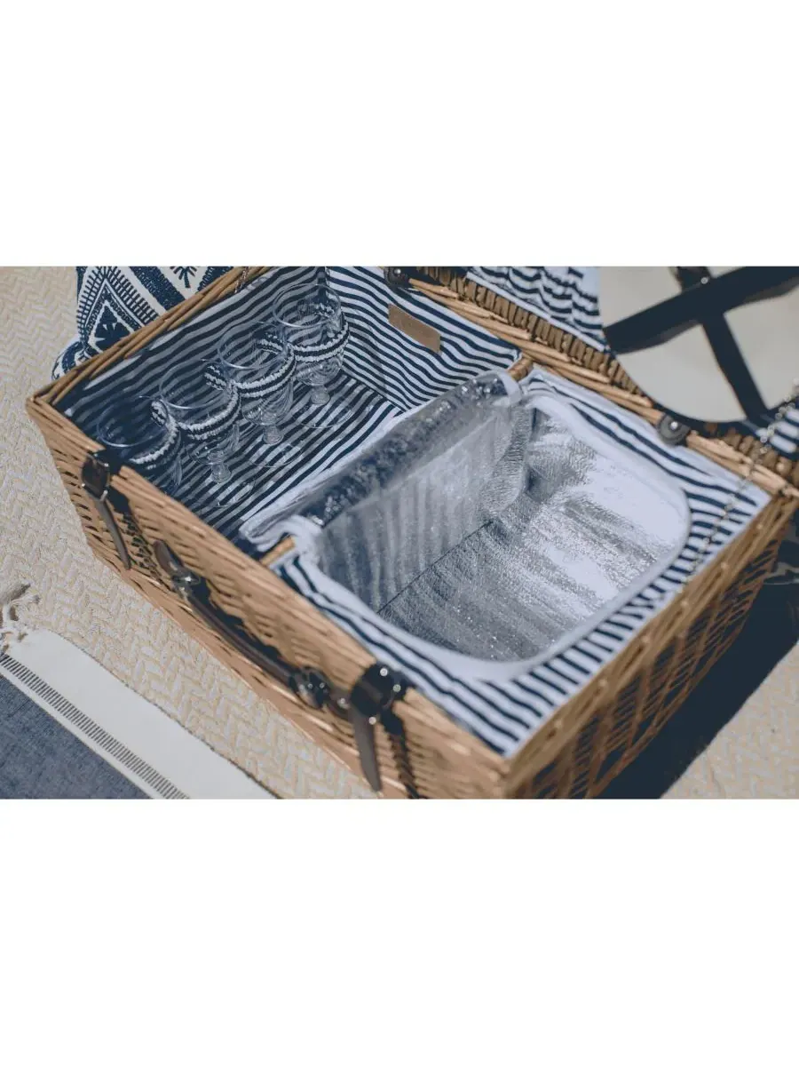 Корзина для пикника «Белмонт» Picnic Time — изображение 5 из 10, темно-синий белый