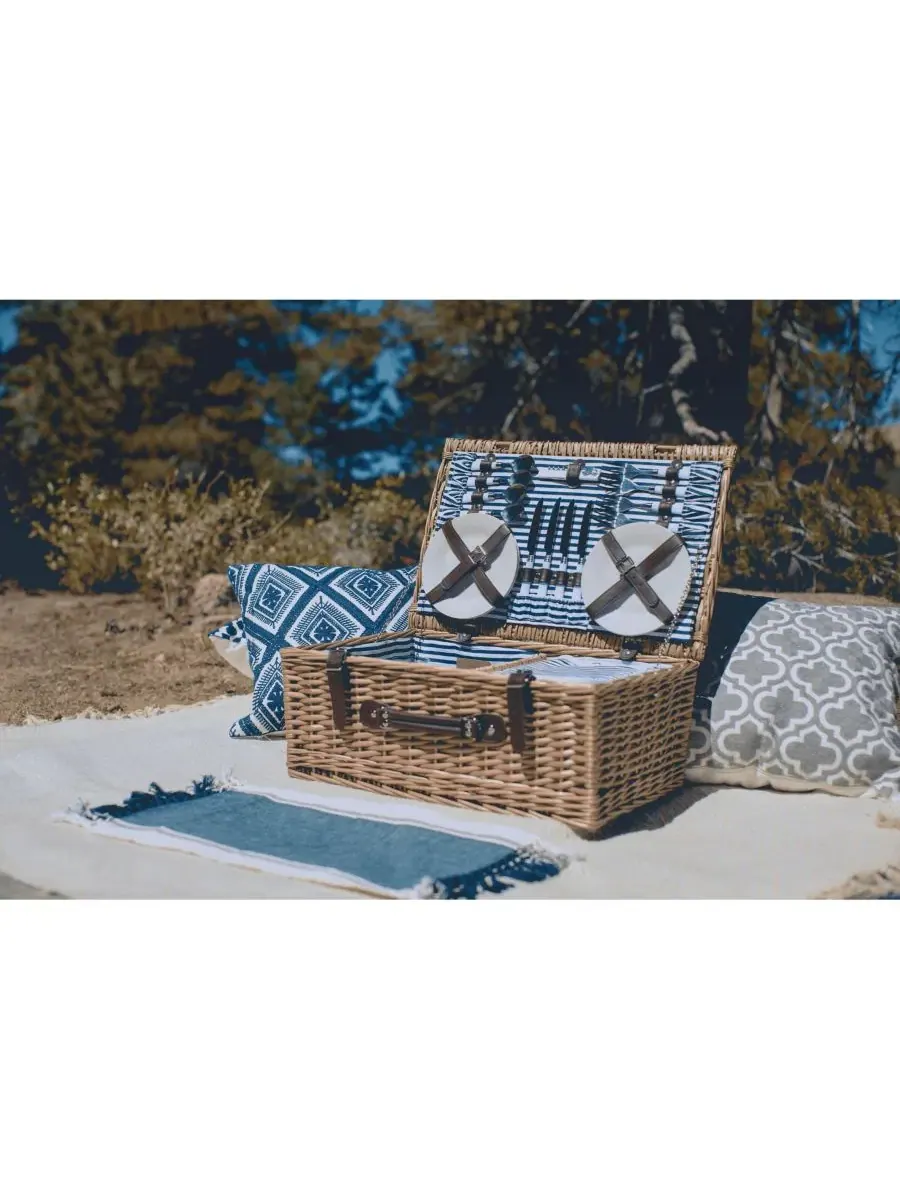 Корзина для пикника «Белмонт» Picnic Time — изображение 6 из 10, темно-синий белый
