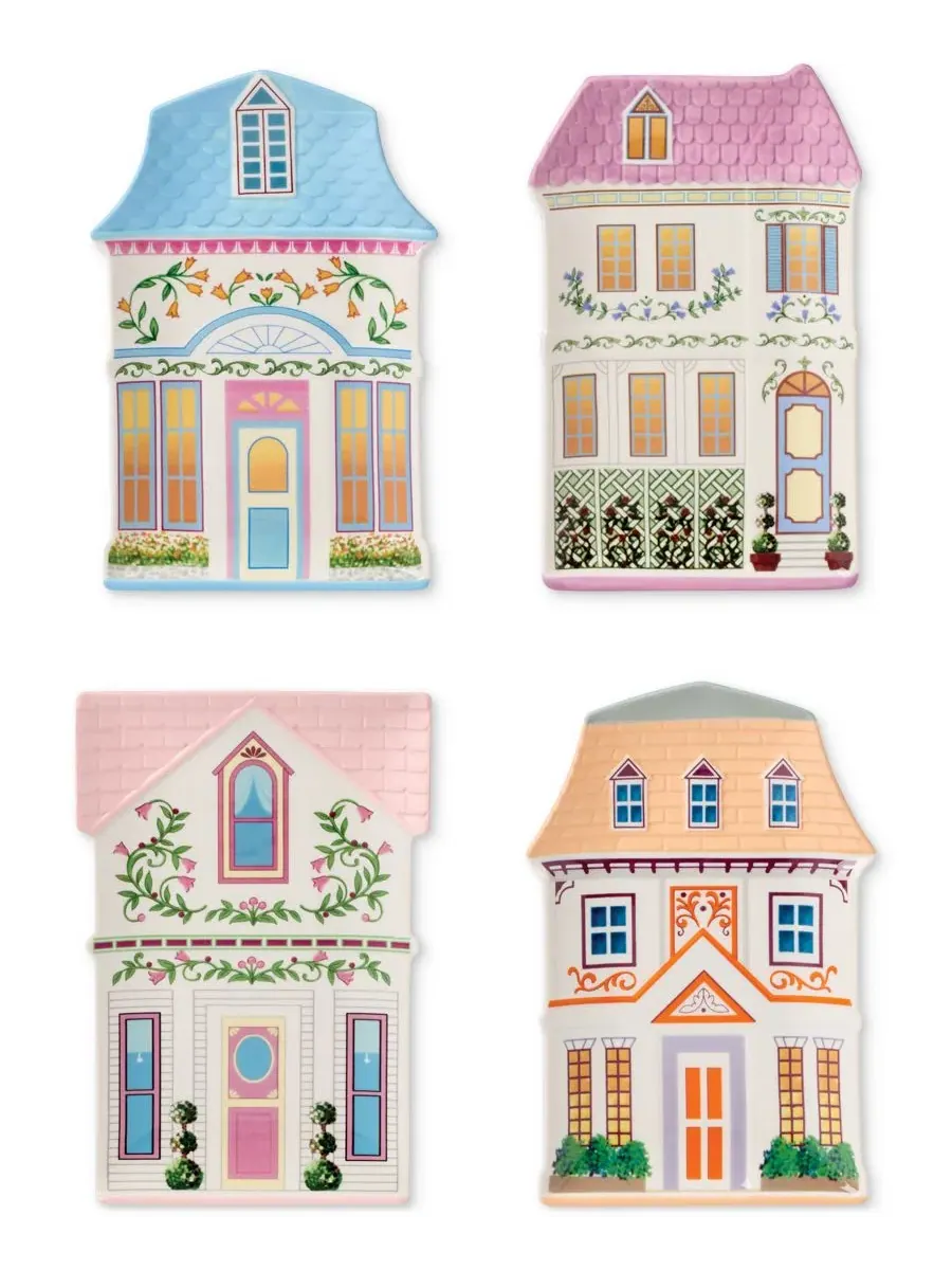 Декоративные тарелки с изображением дома из серии Village 2nd Edition, набор из 4 штук Lenox — изображение 1 из 7, мульти