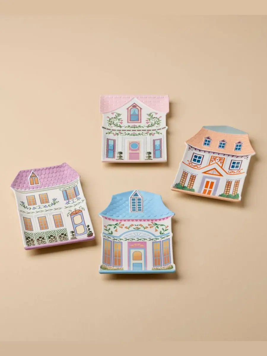 Декоративные тарелки с изображением дома из серии Village 2nd Edition, набор из 4 штук Lenox — изображение 2 из 7, мульти