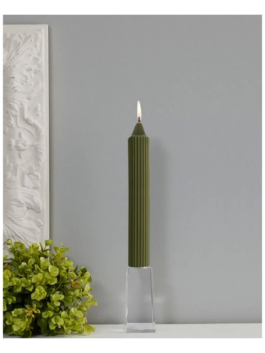 Набор из 4 конусных свечей Grecian Collenette 23 см Root Candles — изображение 3 из 3, темный оливковый