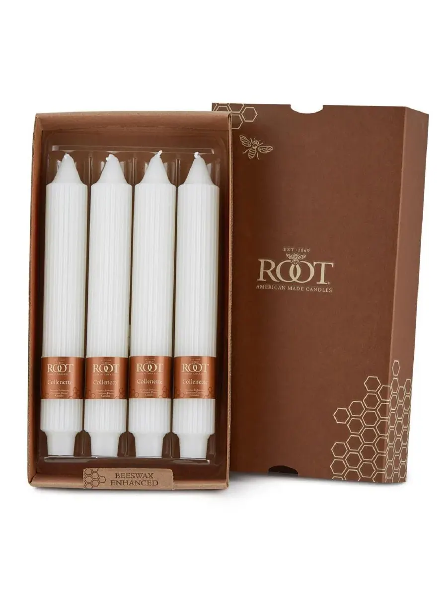 Набор из 4 конусных свечей Grecian Collenette 23 см Root Candles — белый