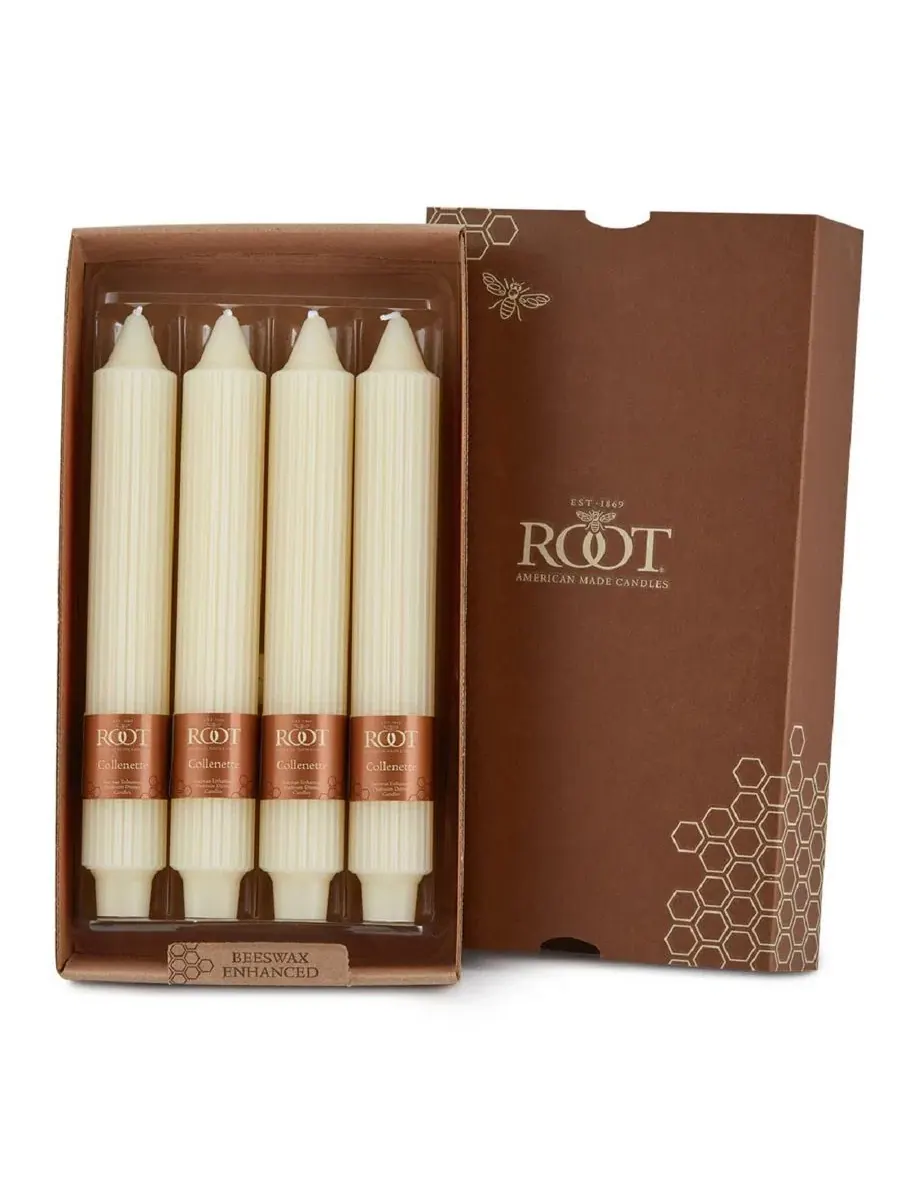 Набор из 4 конусных свечей Grecian Collenette 23 см Root Candles — изображение 1 из 6, белый