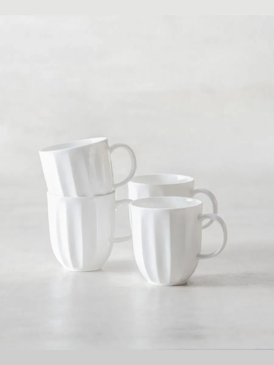 Набор из 4 кружек с волнистым краем Blyss Bone China Fortessa — изображение 2 из 3, белый