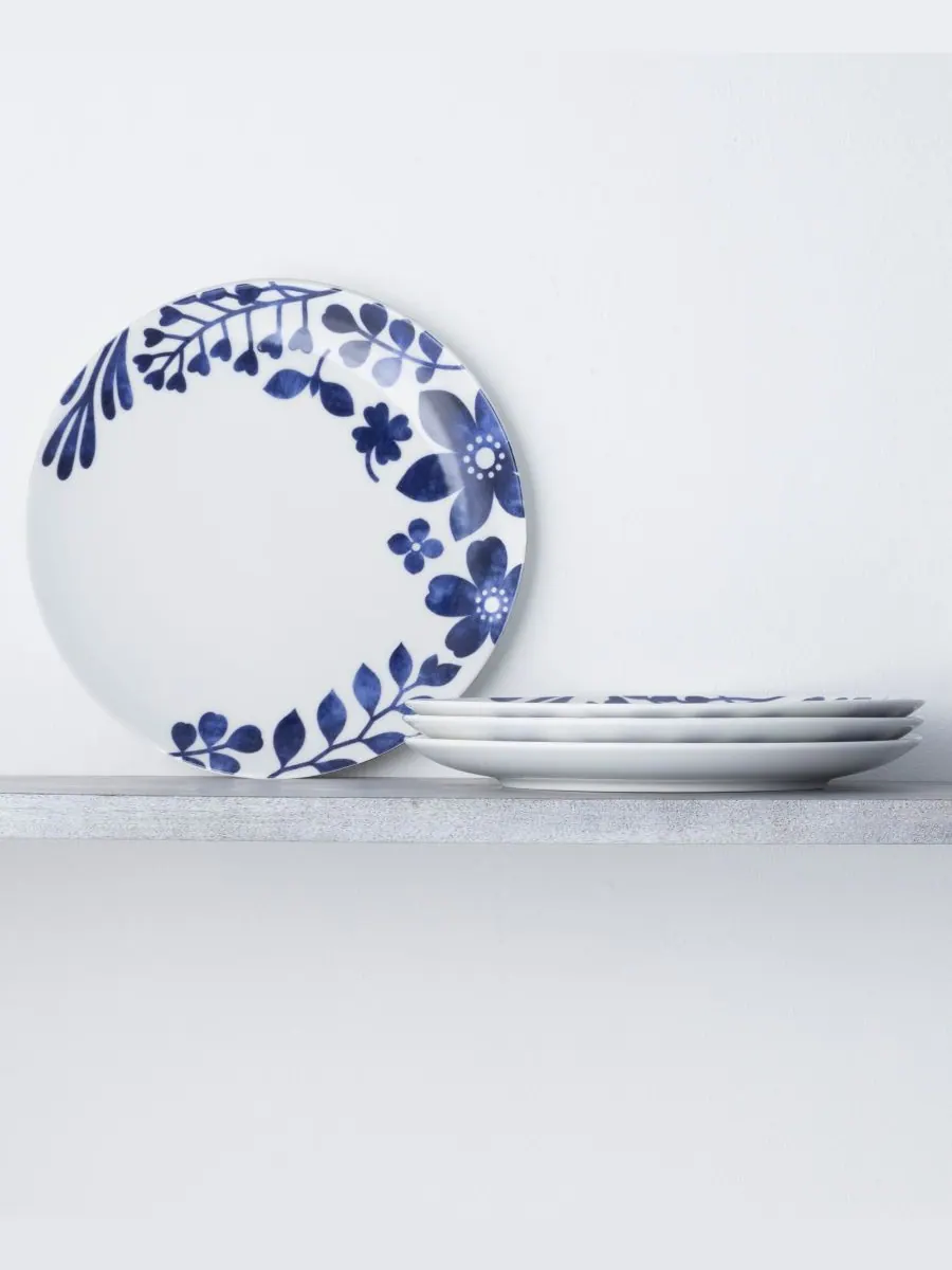 Набор из 4 обеденных тарелок Sandefjord Coupe, 11 дюймов Noritake — изображение 2 из 6, синий